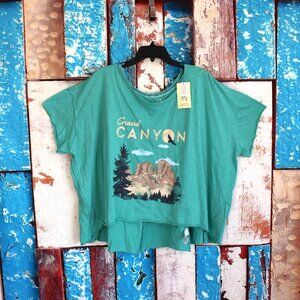 Women's Terra & Sky Short Sleeve Elevated Graphic T-Shirt SIZE 3X Teal Dust NEW